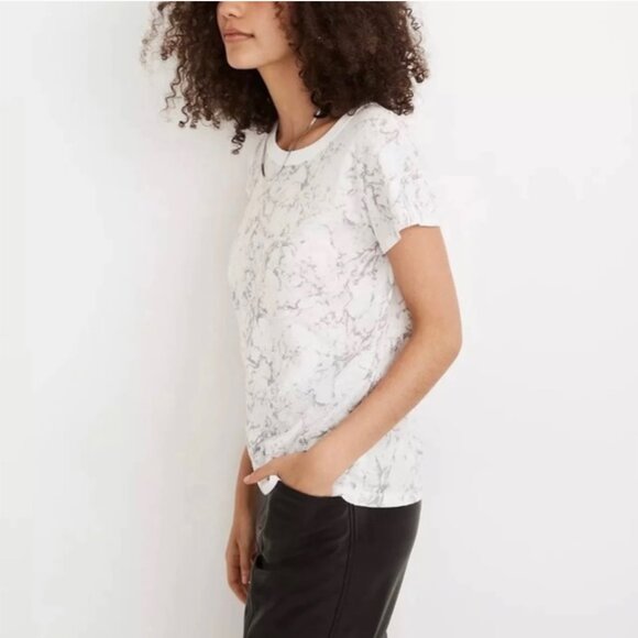 NWT MADEWELL Women's White Marble Perfect Vintage T-shirt Sz Small - Picture 3 of 7